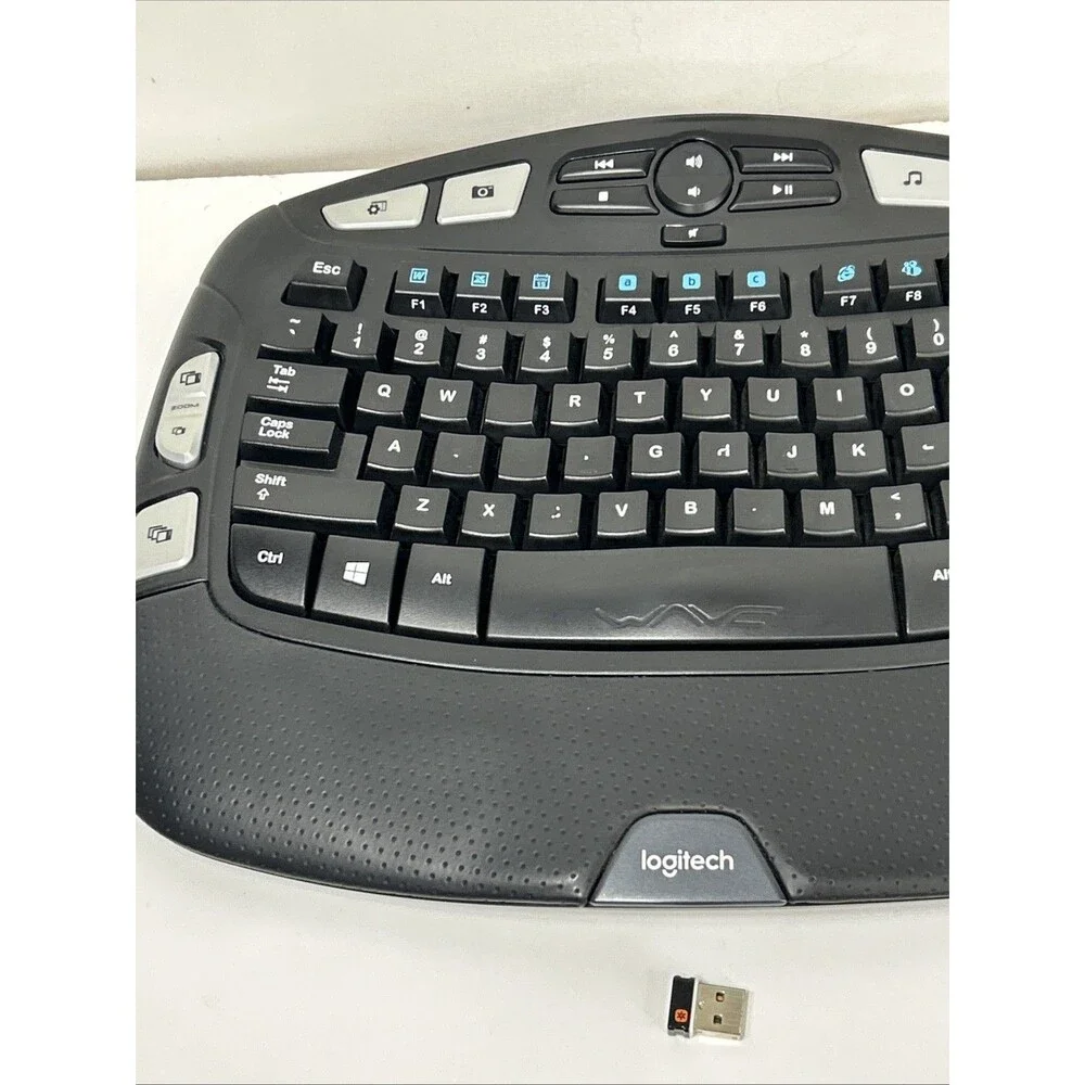 Logitech K350 Wireless Ergonomic Wave Keyboard Unifying Receiver Black Works